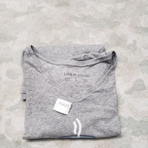 Life Is Good Top Womens Large Gray V-Neck Short Sleeve Crusher Tee - Picture 9 of 9